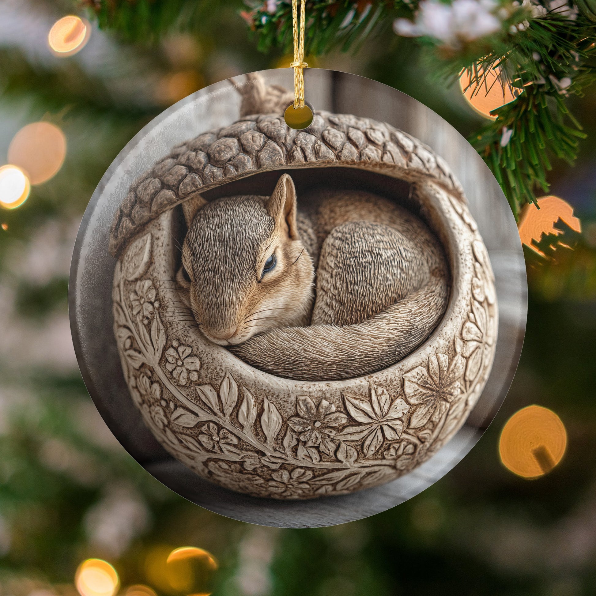 Adorable Sleeping Squirrel Ornament for Holiday Decor