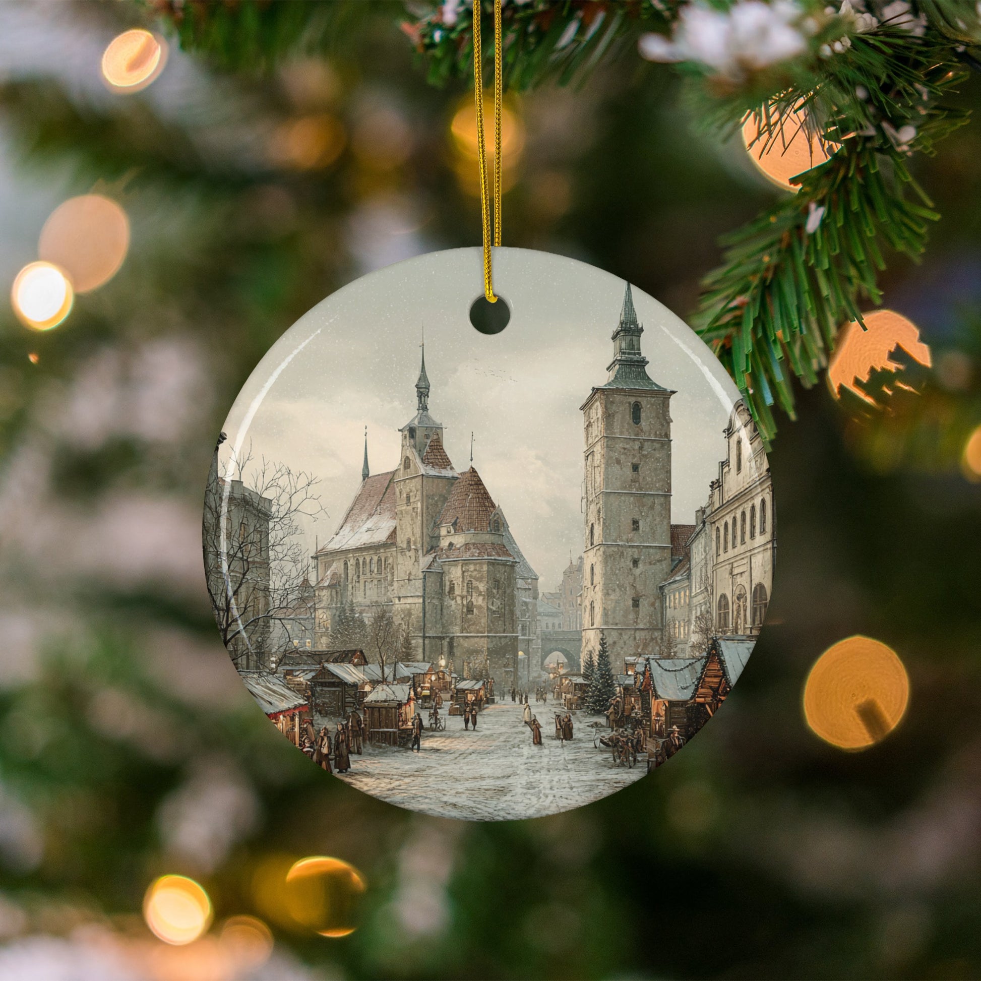 Beautiful Winter Scene with Castle Ornament Product