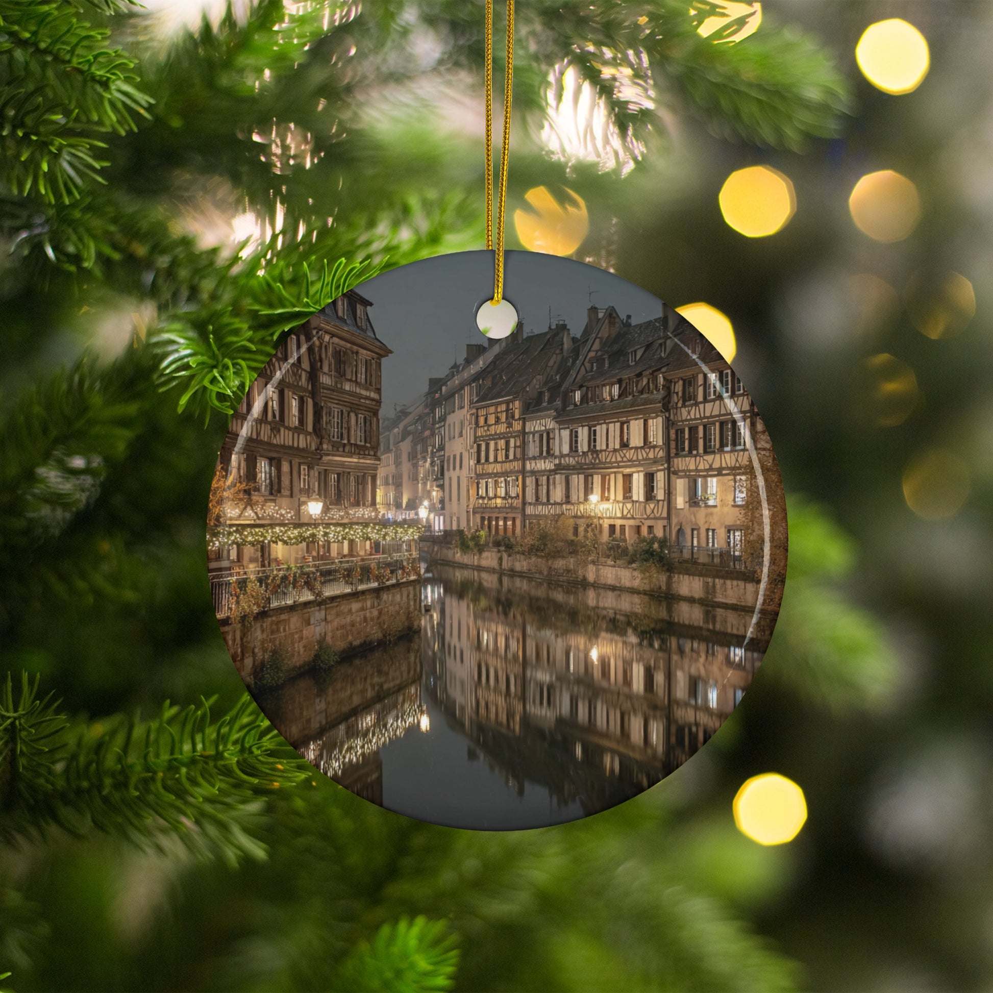 Charming Holiday Ornament with European Cityscape