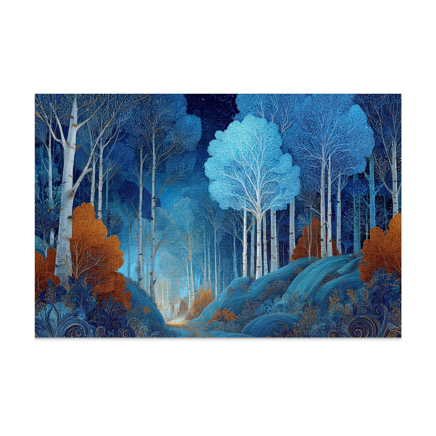 Enchanted Blue Orange Forest Mystical Trees product type
