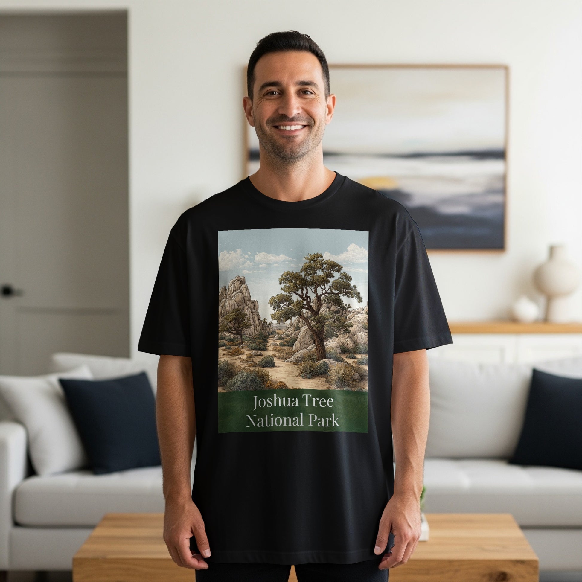 Black Joshua Tree National Park Graphic T-Shirt