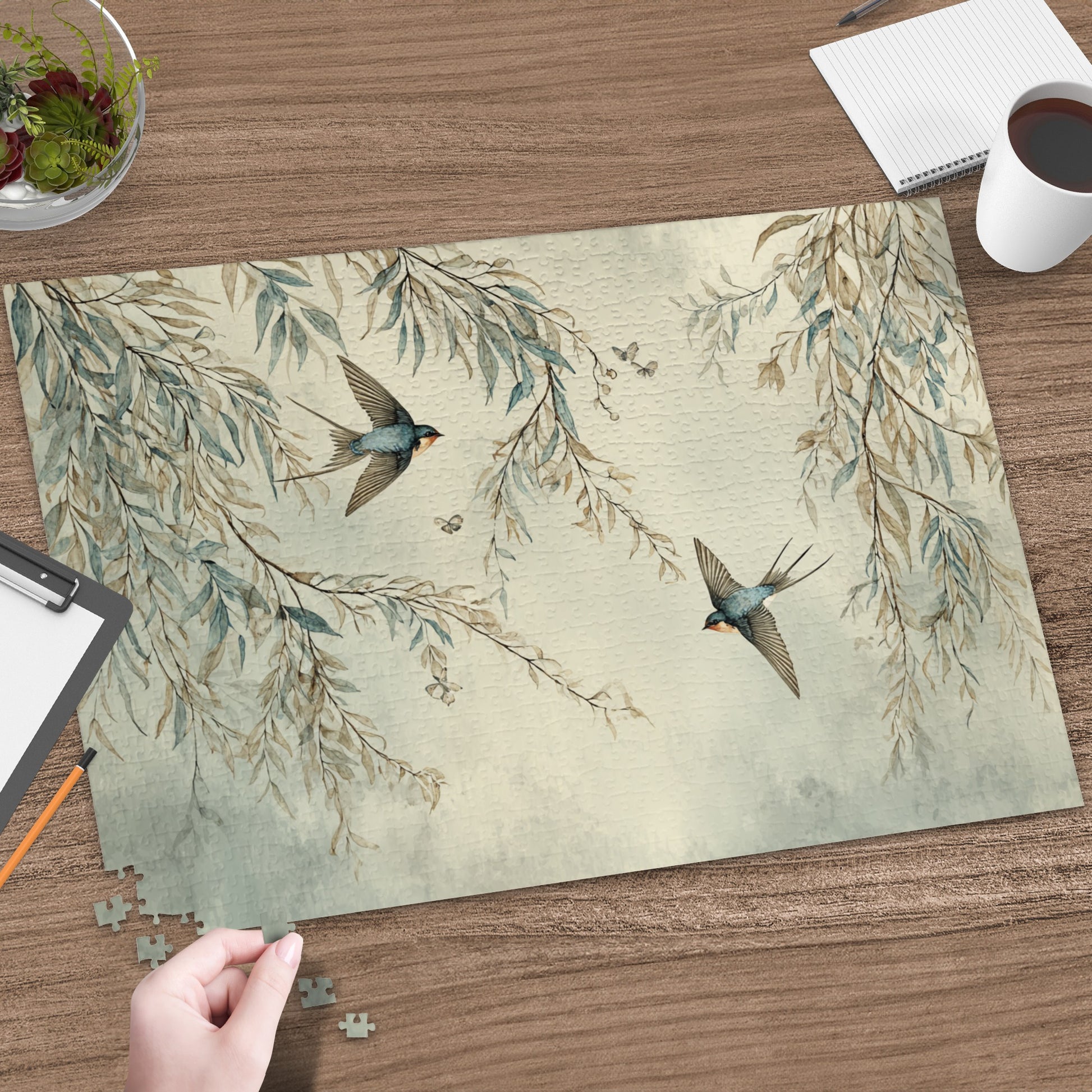 Vintage Birds and Branches Design Puzzle